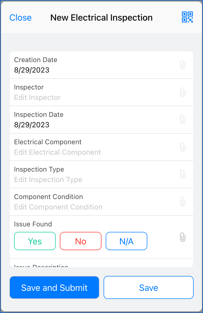 Image of a Electrical Inspection form